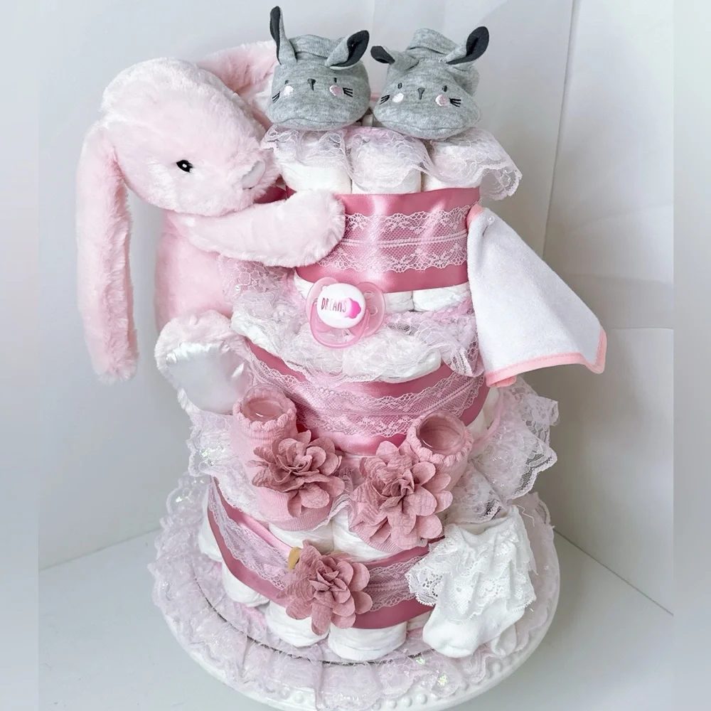 Bunny Diaper Cake, Easter Baby Shower Gift
